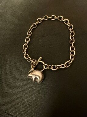 Silver Chain Toggle Bracelet with Bear Fetish Charm
